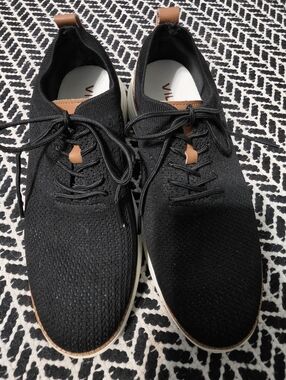 Velocity Black Knit Sneakers with Brown Trim